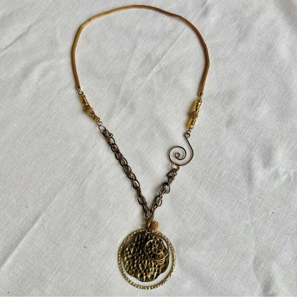 Funky Y2K Gold Tone Statement Pendant Necklace - Picture 1 of 2
